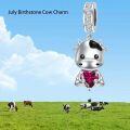 wholesale  925 Sterling Silver Ruby Cow Charm Bead with White Zircon for Bracelet - July Birthstone Jewelry Gift for Women-0-2