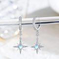 wholesale 925 Sterling Silver Star Opal Hoop Huggie Earrings for Women Girls  Set Minimalist Fashion Accessories Lightweight Hypoallergenic Nickel Free Safe (Star)-0-1