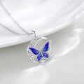 wholesale 925 Sterling Silver Blue Moonstone Butterfly Pendant Necklace-0-2