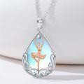 wholesale 925 Sterling Silver Ballerina Dancing in Teardrop Shape with Blue Moonstone and Rose Gold Accents Pendant Necklace-0-3