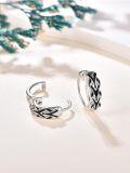 wholesale 925 Sterling Silver Black Enamel Braided Hoop Earrings for Men & Women-0-1