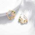 wholesale Gold 925 Sterling Silver Green Stone Snake Huggie Hoop Earrings for Women Girls Gift 23x18mm-0-4