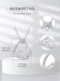 wholesale 925 Sterling Silver Mama Bear Heart Pendant Necklace with Cub and Cubic Zirconia Accents-0-4