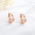 wholesale 925 Sterling Silver Plated Rose Gold  Star and Flower Cutout Design Hoop Earrings with CZ Stones-0-3