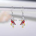wholesale 925 Sterling Silver Red Cardinal Cross Flower Drop Earrings-0-2