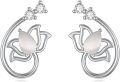 wholesale 925 Sterling Silver Pink Cat's Eye Lotus Flower Stud Earring-0-12