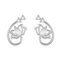 wholesale 925 Sterling Silver Lotus Earrings With Pink Gemstone-0-12