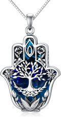 wholesale 925 Sterling Silver Blue Crystal Tree of Life Pendant Necklace-0-0