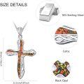 wholesale 925 Sterling Silver Fire Opal Celtic Cross Pendant Necklace Christian Faith Jewelry Religious Gift for Mom-0-4