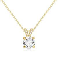 wholesale 14k Gold Pendant Necklace Wholesale With Round Brilliant Cut Lab Diamond-Round Moissanite Necklace Yellow Gold