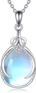 wholesale 925 Sterling Silver Blue Moonstone Teardrop Heart Pendant Necklace for Women-0-0