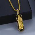 wholesale 925 Sterling Silver Virgin Mary Pendant with Black Onyx and Gold Chain 36 inches Long-0-1