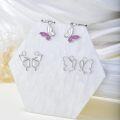 wholesale 925 Sterling Silver Pink Crystal Butterfly Drop Earring Set for Women (Set of 3)-0-3