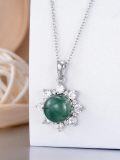 wholesale 925 Sterling Silver Green Moss Agate Pendant Necklace for Women-0-4