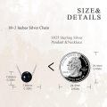 wholesale 925 Sterling Silver Round Black Pearl Pendant Necklaces for Women Gifts-0-4