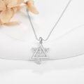 wholesale 925 Sterling Silver Jewish Star of David Pendant with Cubic Zirconia and Cross Charm Necklace for Women Girls Gifts 45cm Chain Length-0-2