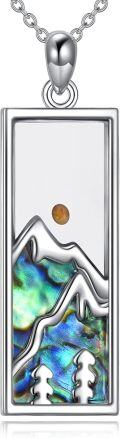 wholesale 925 Sterling Silver Abalone Shell Mountain Pendant Necklace with Mustard Seed Charm for Women Christian s-0-0