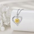 wholesale 925 Sterling Silver 925 Yellow Gold Plated Sunflower Heart Pendant Necklace for Women Gift-0-4