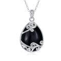 wholesale 925 Sterling Silver Filigree Teardrop Pendant Necklace for Women-0-44