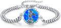 wholesale 925 Sterling Silver Saint Michael Blue Opal Protection Charm Bracelet for Men & Women-0-0