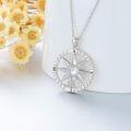 wholesale 925 Sterling Silver Compass Pendant Necklace with Opal Stone for Nurses Artists and Chemists Inspiring Gifts-0-2