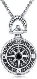 wholesale 925 Sterling Silver Compass Pendant Necklace for Men Women Graduation Inspirational -0-0