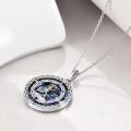 wholesale 925 Sterling Silver Abalone Shell Compass Running Man Charm Necklace Gifts for Women Girlfriends-0-3