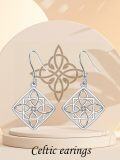 wholesale 925 Sterling Silver Celtic Knot Cubic Zirconia-Shaped Drop Earrings - Irish s for Women-0-4