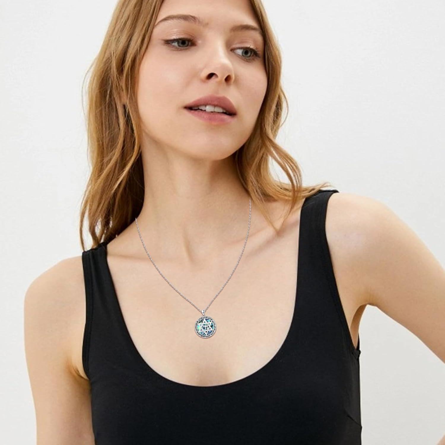 Sterling Silver Star of David Pendant Necklace Jewelry Gift-0-3