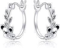 wholesale 925 Sterling Silver Koala Flower Huggie Hoop Earrings for Women and Girls  Set-koala hoop earrings