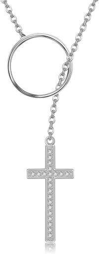 wholesale 925 Sterling Silver Cross Pendant Circle Chain Necklace Christian Faith s for Her-cross