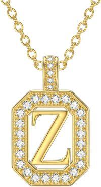 wholesale 14K Gold Moissanite A Z Letter Pendant Necklace for Women 16+2 -Z