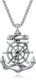 wholesale 925 Sterling Silver Nautical Anchor & Compass Pendant Necklace s for Women and Men-0-0