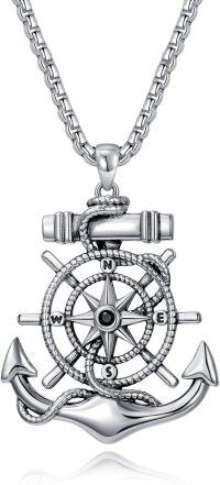 wholesale 925 Sterling Silver Nautical Anchor & Compass Pendant Necklace s for Women and Men-Anchor Necklace