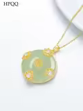 TOUPOP 14K Gold Plated Sterling Silver Jade Lotus Necklace For Women-0-3
