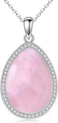 wholesale 925 Sterling Silver Teardrop Pendant Necklace with Opal Stone for Women s-0-23
