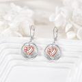 wholesale 925 Sterling Silver Rose Gold Heart Shaped Sport Ball Dangle Earrings for Women's Gift-0-4