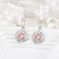 wholesale 925 Sterling Silver Rose Gold Heart Shaped Sport Ball Dangle Earrings for Women's Gift-0-4