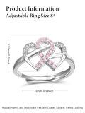 wholesale 925 Sterling Silver Pink Crystal Breast Cancer Awareness Ring-0-2