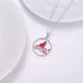 TOUPOP Sterling Silver Red Bird Cardinal Pendant Necklace Memorial Jewelry-0-3