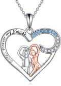 wholesale 925 Sterling Silver Heart-Shaped Sister Forever My Friends Pendant Necklaces Friendship Gifts for Women-0-0