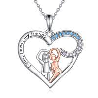 wholesale 925 Sterling Silver Sister Forever Friends Pendant Heart Necklace-D-Sister