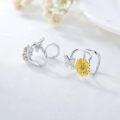 wholesale 925 Sterling Silver Sunflower Austrian Crystal Hoop Earrings for Non-Pierced Ear Women Girl Gifts-0-3