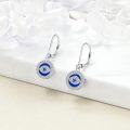 wholesale 925 Sterling Silver Blue Evil Eye Dangle Drop Leverback Earrings for Women Girls  43mm Length-0-2