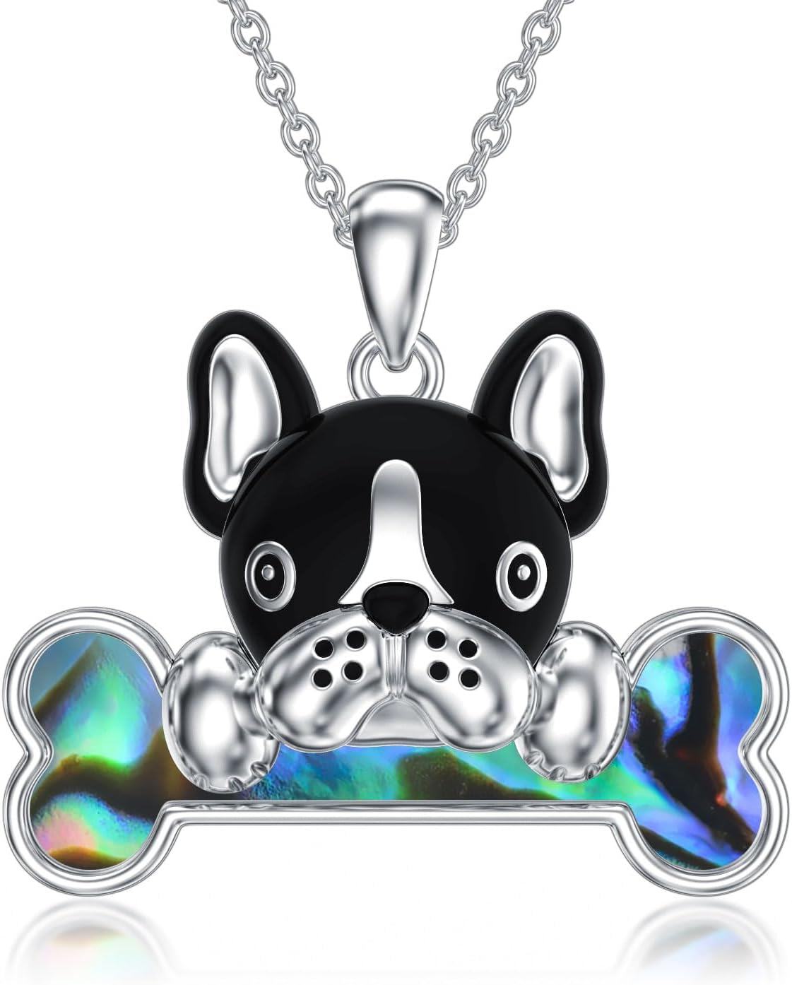  Sterling Silver Heart Dog Pendant Necklace for Women Dog Lovers -0-0