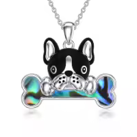 wholesale 925 Sterling Silver French Bulldog Bone Shape Pendant Necklaces Wholesale for Women Dog Lovers -French Bulldog Necklace