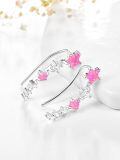 wholesale 925 Sterling Silver Pink Opal & CZ Star Ear Climber Earrings for Women Girls -0-1