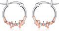 wholesale 925 Sterling Silver Music Note Hoop Earrings with Rose Gold Accents for Women Girls-0-0