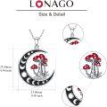 wholesale 925 Sterling Silver & Red Resin Moon Phase Magical Mushroom Necklace for Women-0-4