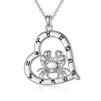 wholesale 925 Sterling Silver Zodiac Necklace with 12 Constellations Horoscope Heart Pendant for Women-01-Cancer Necklace(06.22-07.22)-01-Cancer Necklace(06.22-07.22)